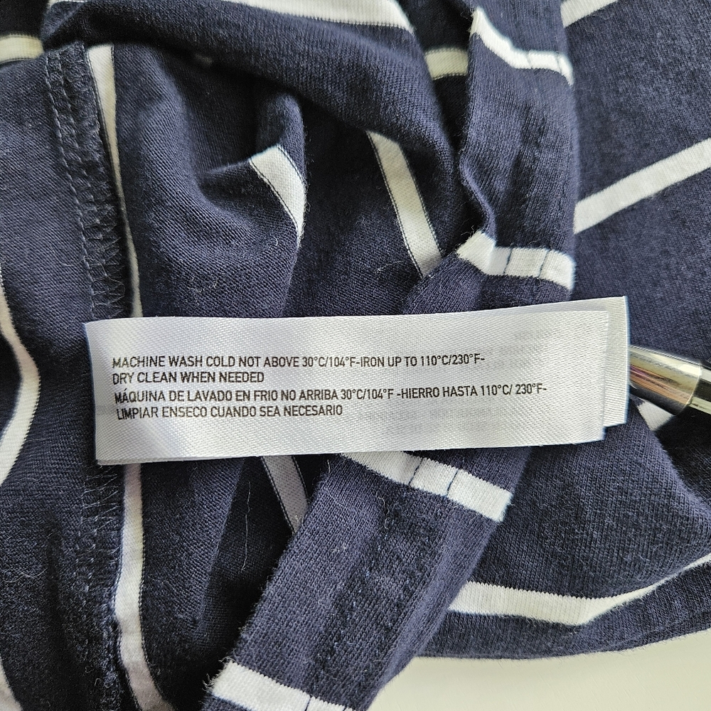 100 Cotton Women's Navy White Stripe Short Sleeve Tee Medium - Picture 5 of 9